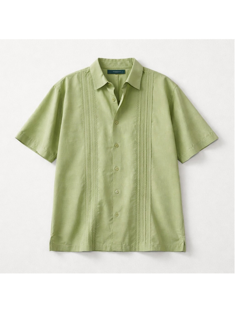 Cubavera Mens Button Down Shirt Large Woven Blend Short Sleeve Green
